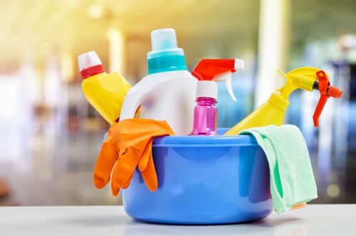 Carpet cleaning team preparing equipment safely in a domestic setting