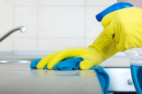 Deep upholstery cleaning equipment on a fabric sofa